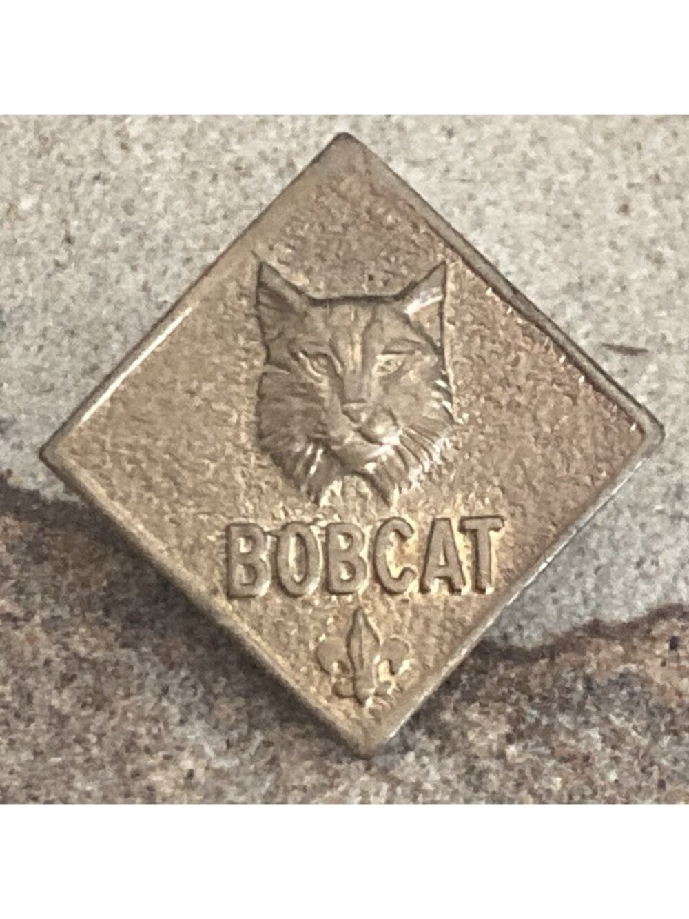 Cub Scouts Bobcat Rank Parent Pin BSA Bronze Lapel Badge Fleur de Lis Vintage